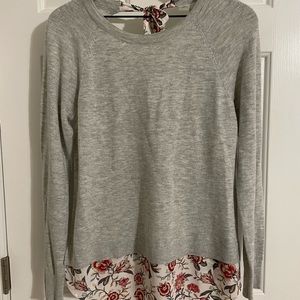 Loft mixed media sweater with tie back, size small